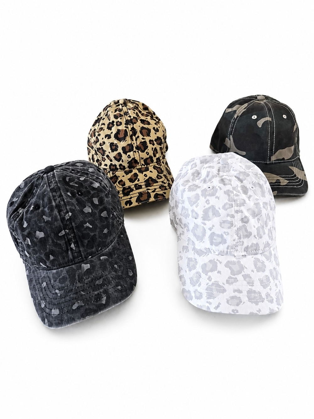 Custom Personalized Baseball Cap Leopard Camo Dog Cat Faux Leather Patch Hat New